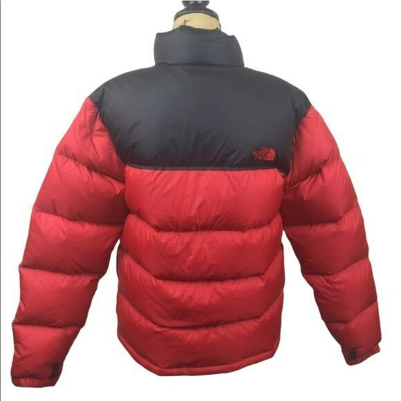 The North Face Mens Nuptse 700 Red Black Puffer Jacket Goose Down Insulated Medi - Picture 14 of 14